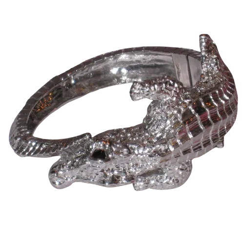 Sterling Silver Crocodile Hinged Bracelet
