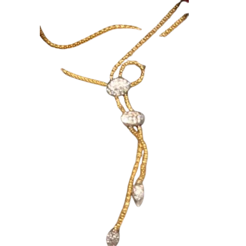 Gold Chain with Diamond-Studded Leaf Charms