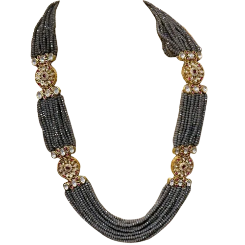 Smoky Grey Beaded Kundan Choker