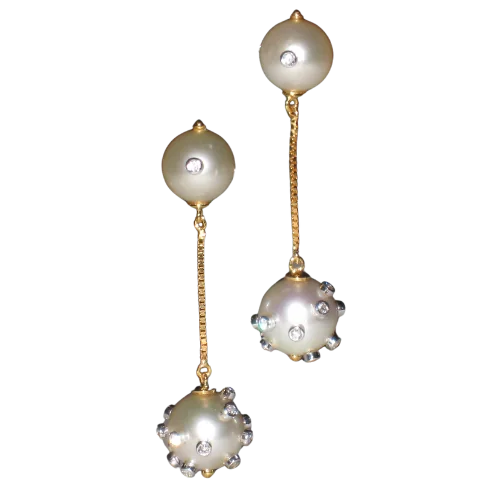 South Sea & Diamond Earrings