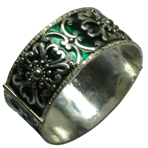 Green Enamel & Silver Rewa Bracelet