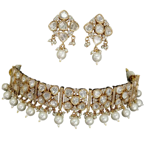 Polki Diamond & Pearl Bridal Choker Set