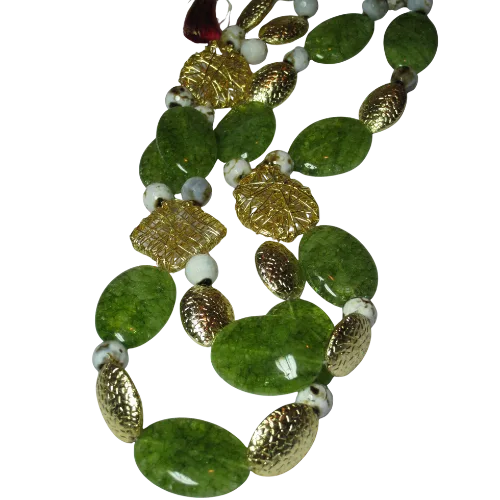 Green Aventurine & Gold Bead Necklace