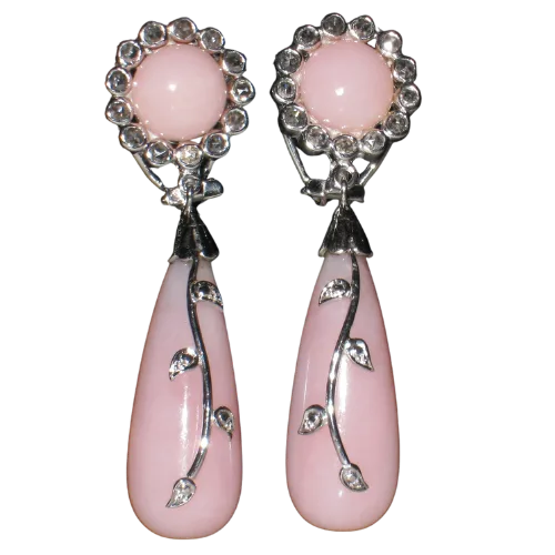 Pink Opal & Polki Eartops
