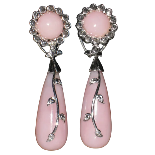 Pink Opal & Polki Eartops