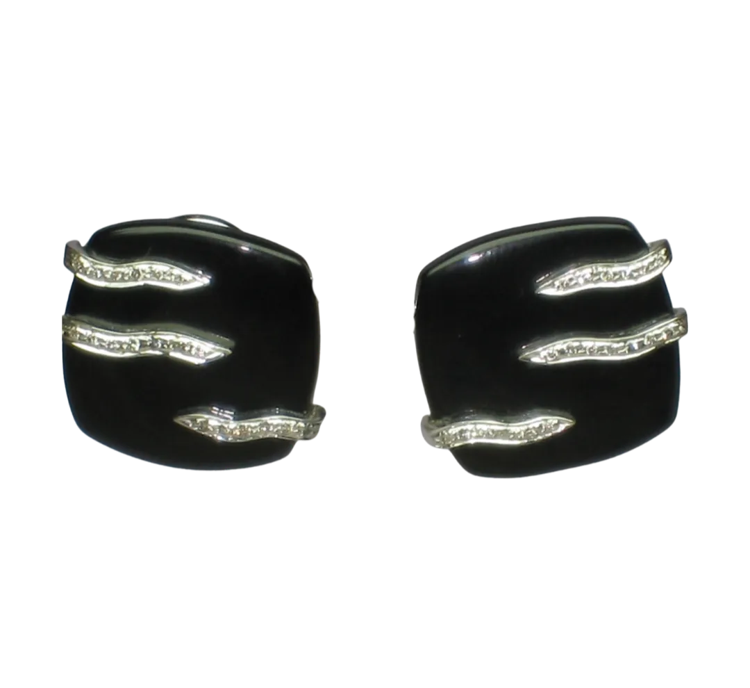Black Onyx & Diamond Studs