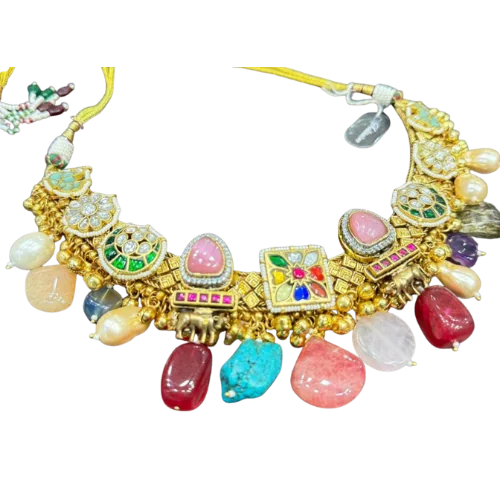 Navratna Temple-Inspired Heritage Necklace