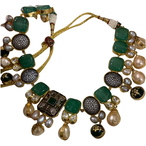 Royal Polki & Green Onyx Bridal Necklace