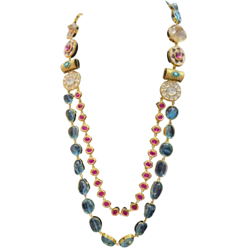 Sapphire & Ruby Regal Cascade Necklace