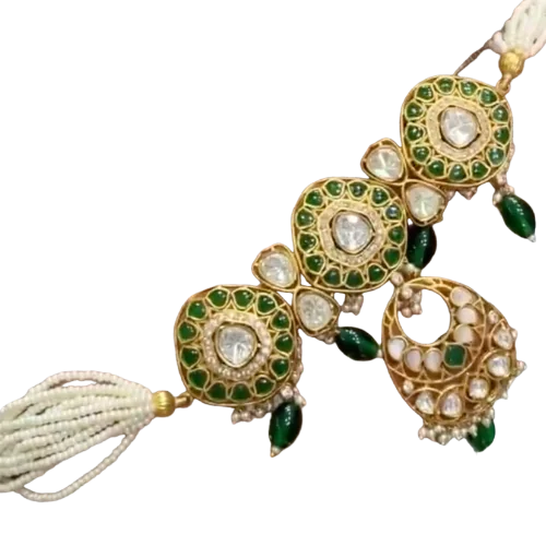 Emerald Polki Crescent Necklace