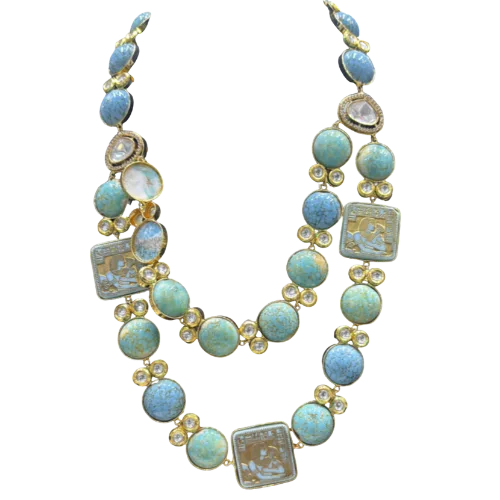 Turquoise & Enamel Heritage Plaque Necklace