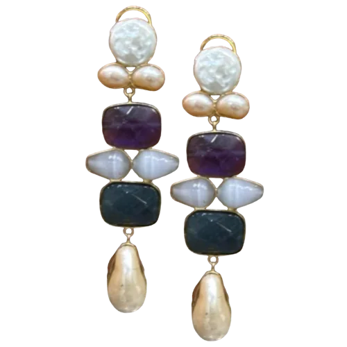 Celestial Cascade Gemstone Earrings