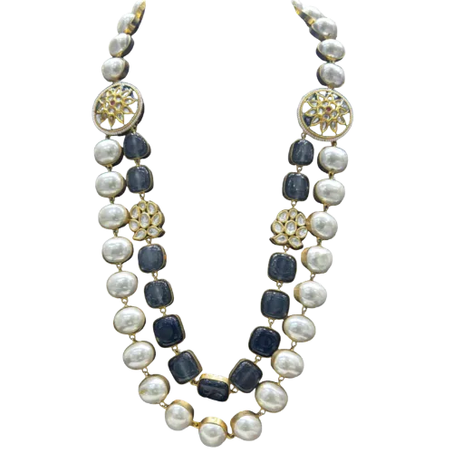 Midnight Polki & Baroque Pearl Necklace