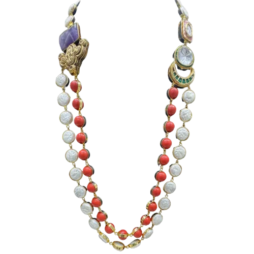 Heritage Coral & Carved Mother-of-Pearl Necklace